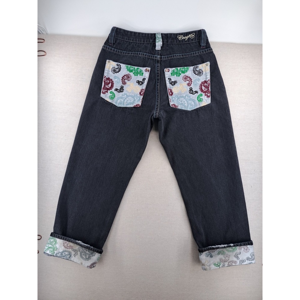 Coogi Jeans Men's 34X31 Gray Black Embroidered Y2K Straight Baggy Flip Cuff W33"